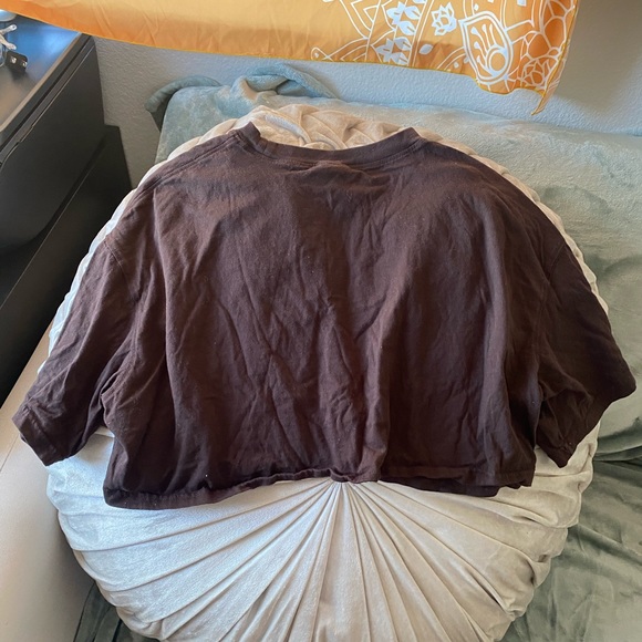 H&M CROPPED BOXY TOP (BROWN) - Picture 2 of 5